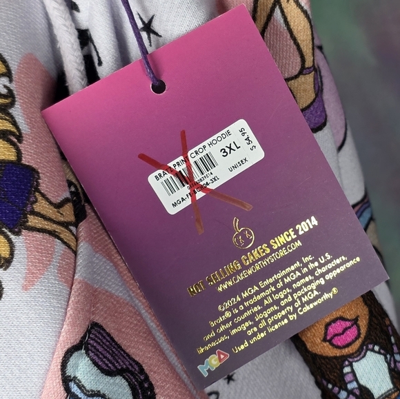 Cakeworthy x Bratz Print White Crop Hoodie Size 3XL - Picture 10 of 10